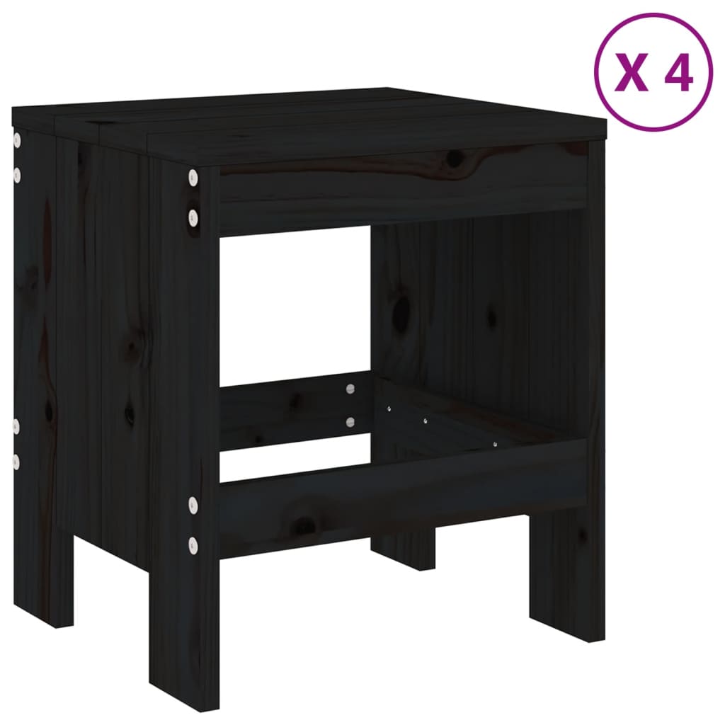 5 Piece Garden Dining Set Black Solid Wood Pine