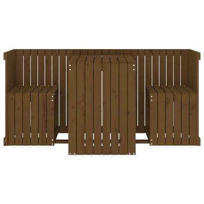 Balcony Set 2 Seater Honey Brown Solid Wood Pine