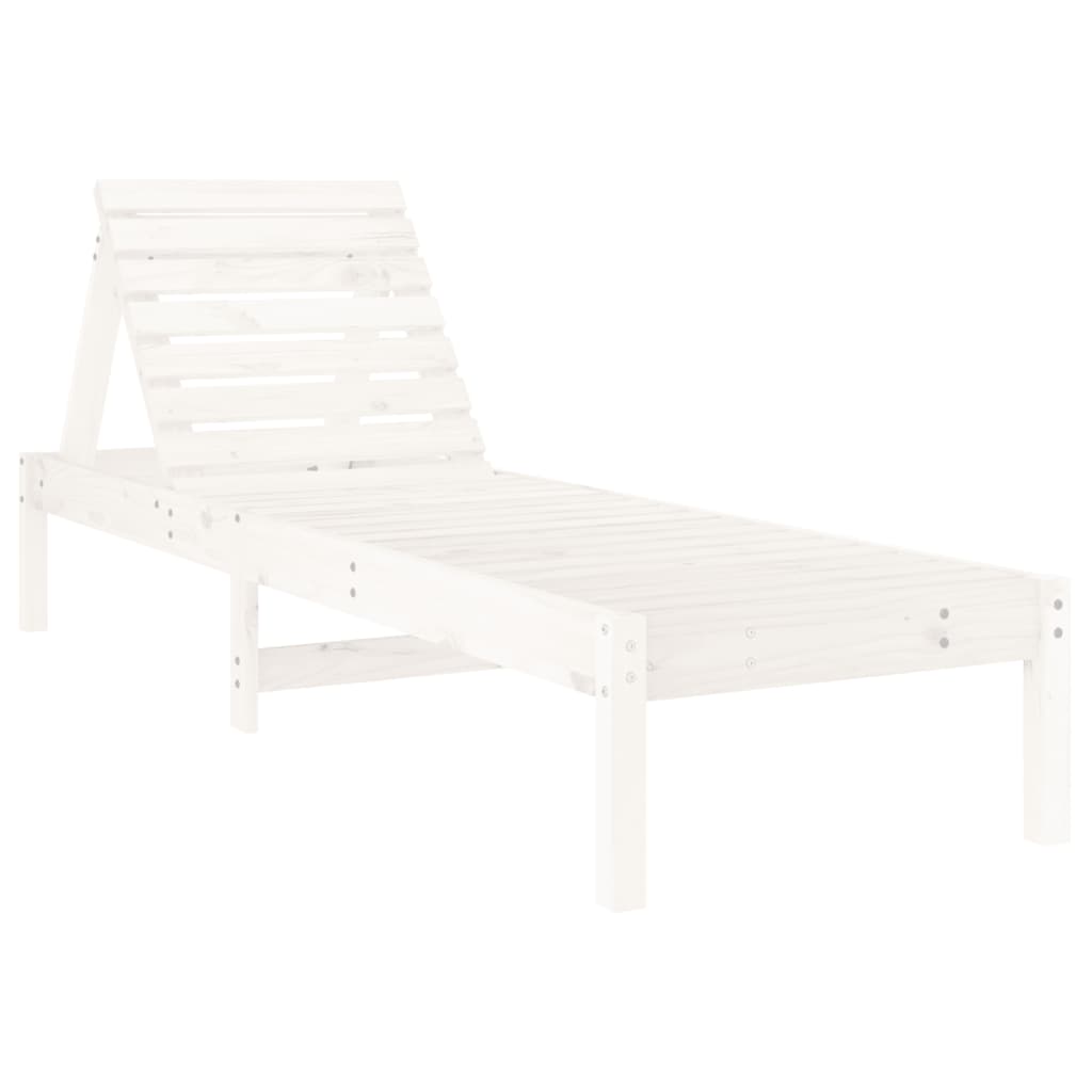 Sun Lounger White 199.5x60x74 cm Solid Wood Pine