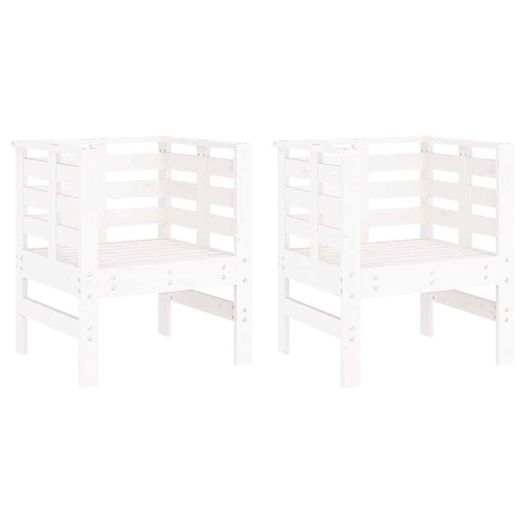 Garden Chairs 2 pcs White 61.5x53x71 cm Solid Wood Pine