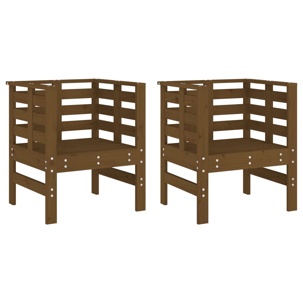 Garden Chairs 2 pcs Honey Brown 61.5x53x71 cm Solid Wood Pine