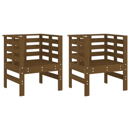 Garden Chairs 2 pcs Honey Brown 61.5x53x71 cm Solid Wood Pine