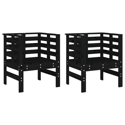 Garden Chairs 2 pcs Black 61.5x53x71 cm Solid Wood Pine