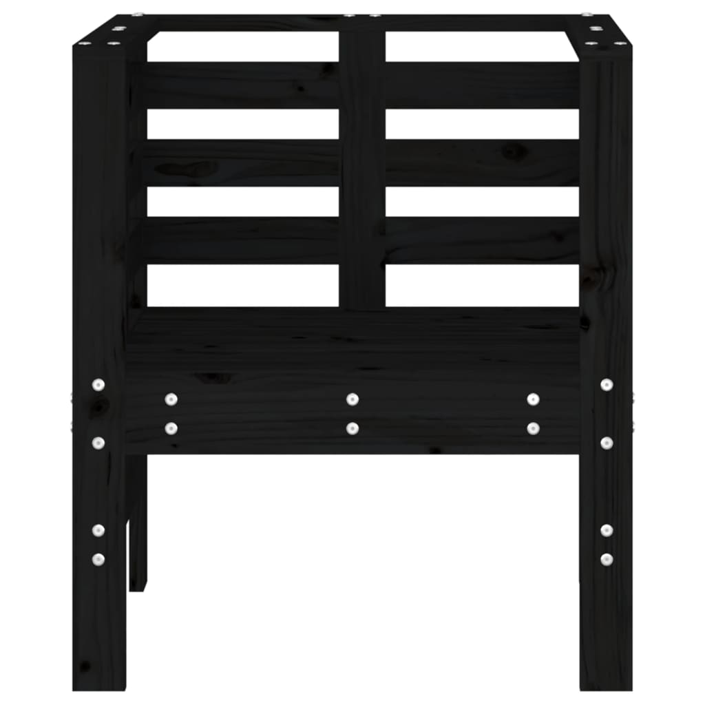 Garden Chairs 2 pcs Black 61.5x53x71 cm Solid Wood Pine