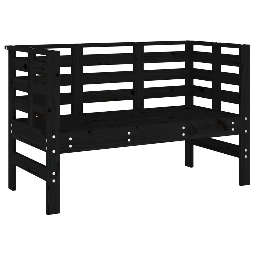 Garden Bench Black 111.5x53x71 cm Solid Wood Pine