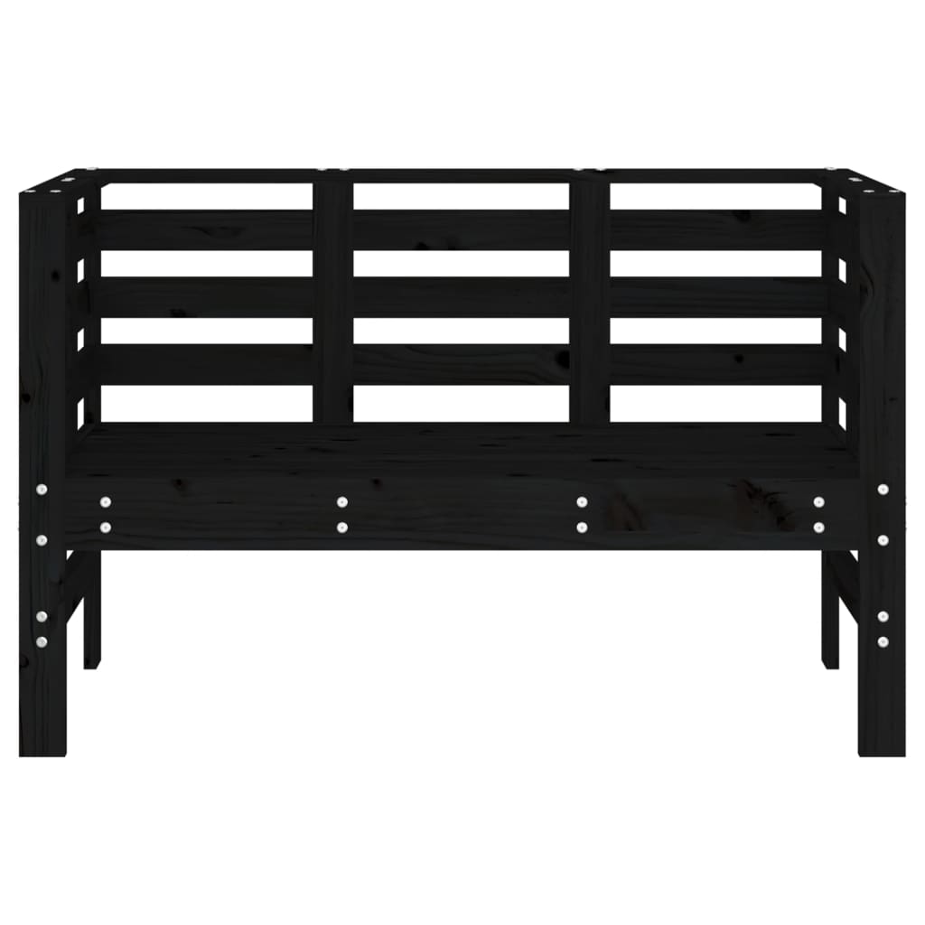 Garden Bench Black 111.5x53x71 cm Solid Wood Pine