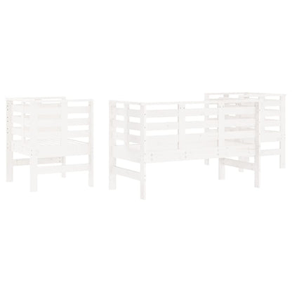 3 Piece Garden Lounge Set White Solid Wood Pine