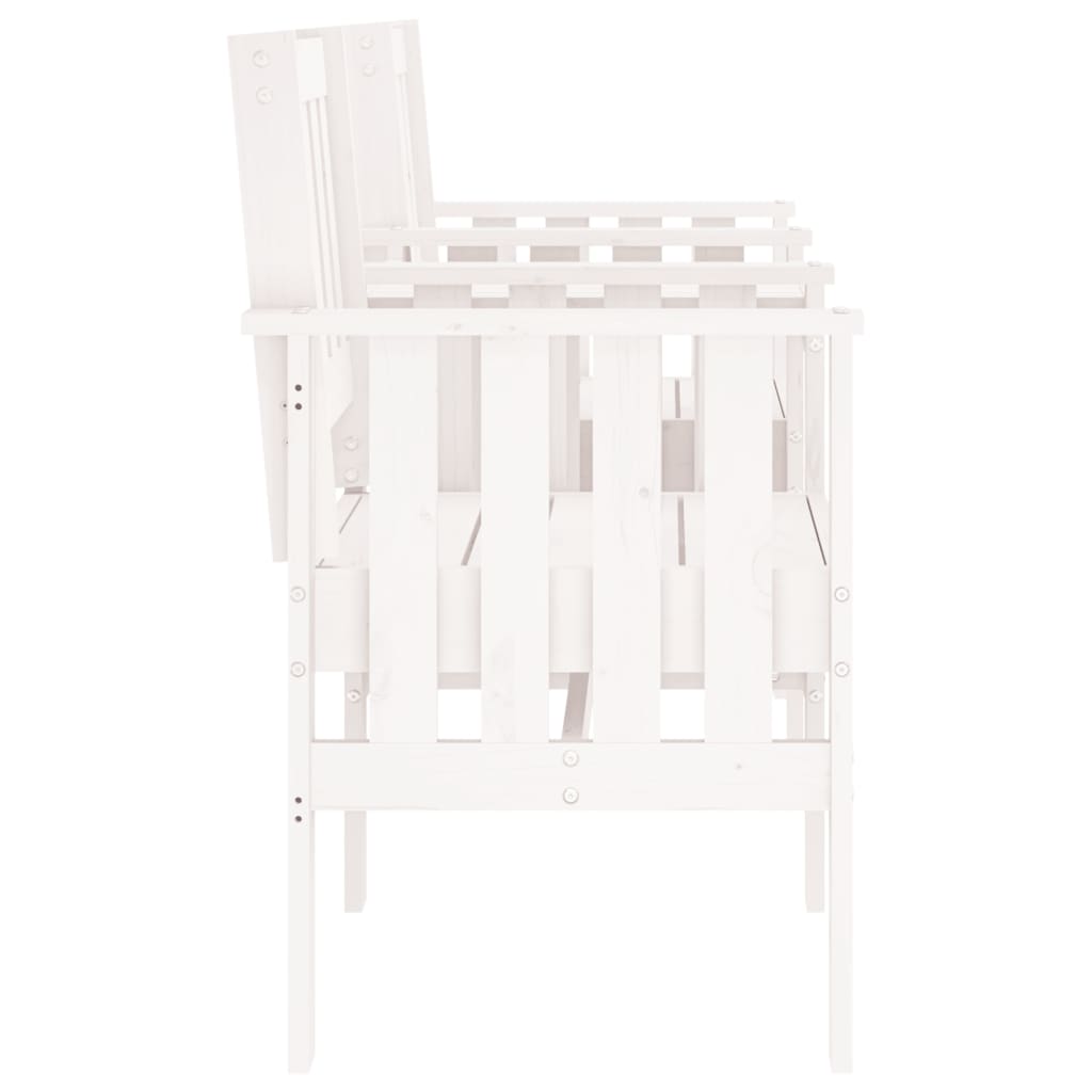 Garden Bench with Table 2-Seater White Solid Wood Pine