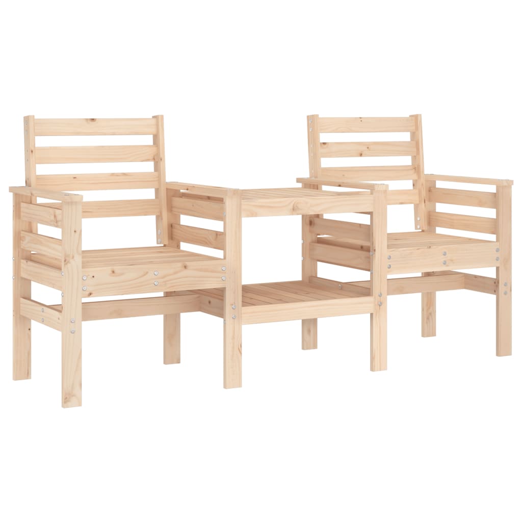 Garden Bench with Table 2-Seater Solid Wood Pine