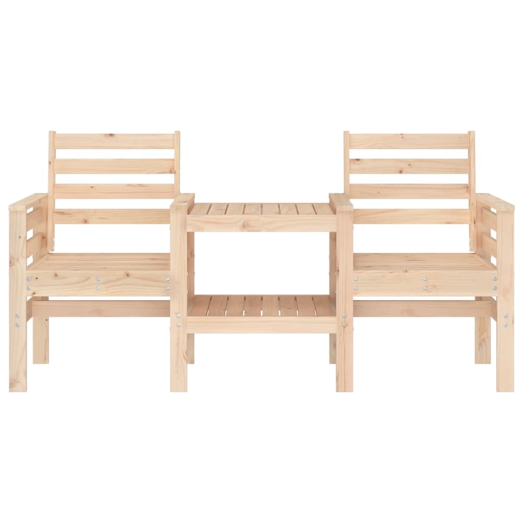 Garden Bench with Table 2-Seater Solid Wood Pine