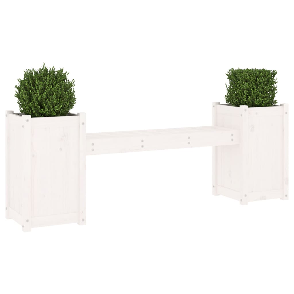 Planter Bench White 180x36x63 cm Solid Wood Pine