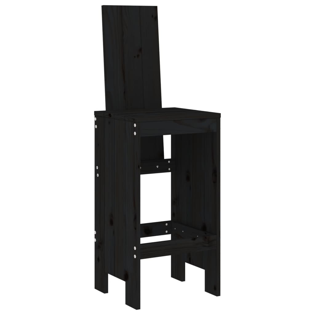 Bar Stools 2 pcs Black 40x42x120 cm Solid Wood Pine