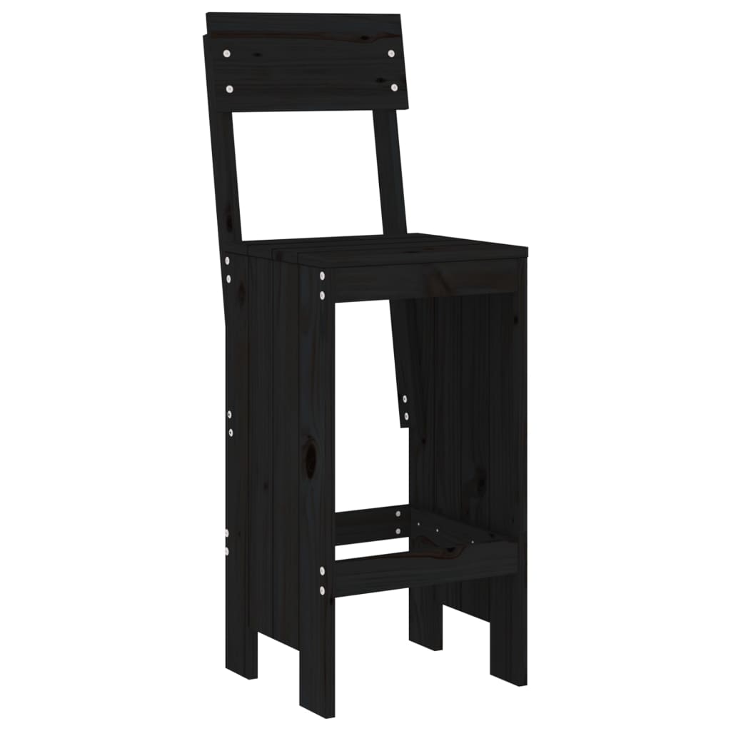 Bar Stools 2 pcs Black 40x48.5x115.5 cm Solid Wood Pine