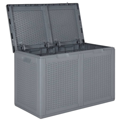 Garden Storage Box Grey PP Rattan 180 L