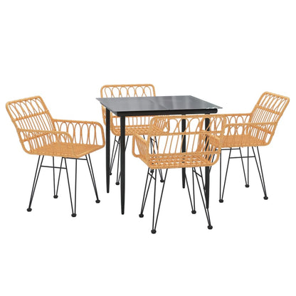 5 Piece Garden Dining Set Poly Rattan