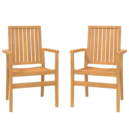 Stackable Garden Chairs 2 pcs 56.5x57.5x91 cm Solid Wood Teak