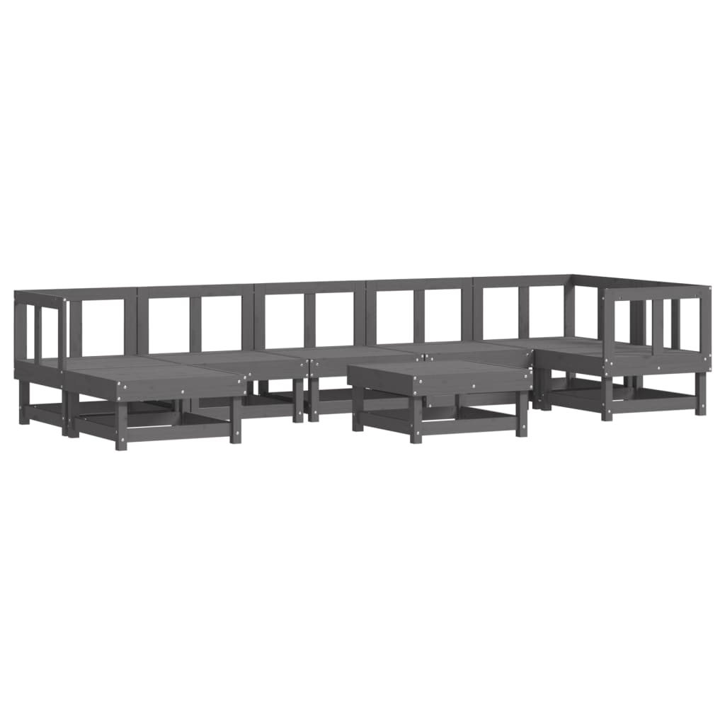 8 Piece Garden Lounge Set Grey Solid Wood Pine