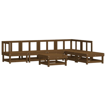 7 Piece Garden Lounge Set Honey Brown Solid Wood Pine