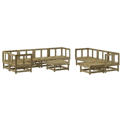 10 Piece Garden Lounge Set Impregnated Wood Pine