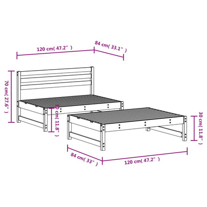 2 Piece Garden Lounge Set Grey Solid Wood Pine