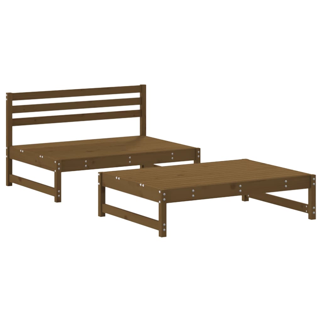 2 Piece Garden Lounge Set Honey Brown Solid Wood Pine