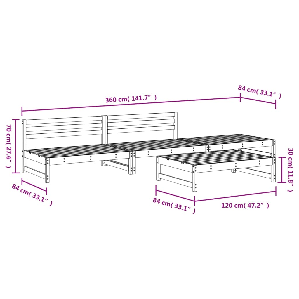 4 Piece Garden Lounge Set Solid Wood Douglas