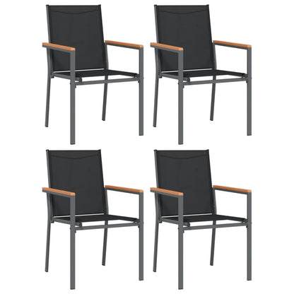 5 Piece Garden Dining Set Black Textilene and Steel