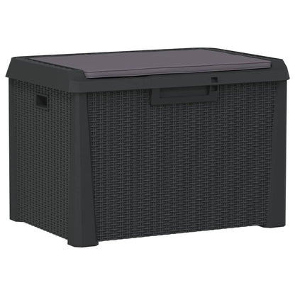 Garden Storage Box with Seat Cushion Anthracite 125 L PP