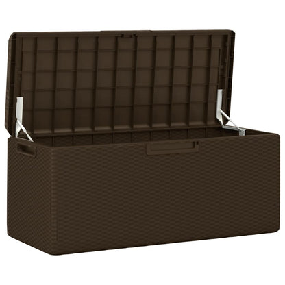 Garden Storage Box with Seat Cushion Brown 350 L PP