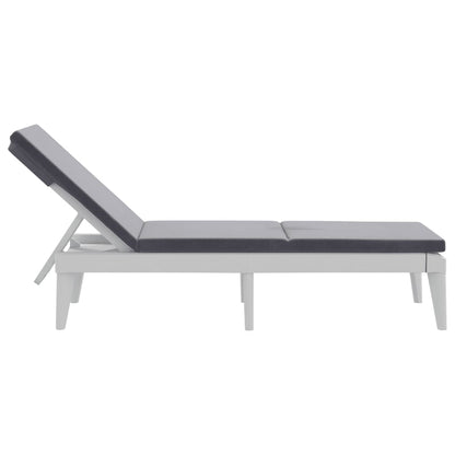 Sun Lounger with Cushion White 186x60x29 cm PP