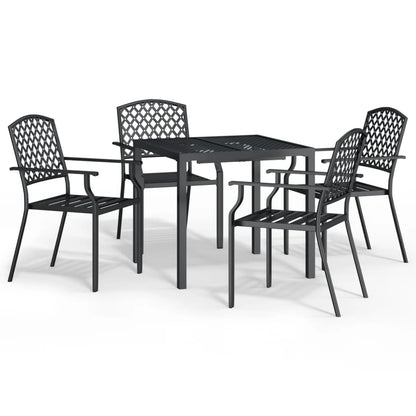 5 Piece Garden Dining Set Anthracite Steel