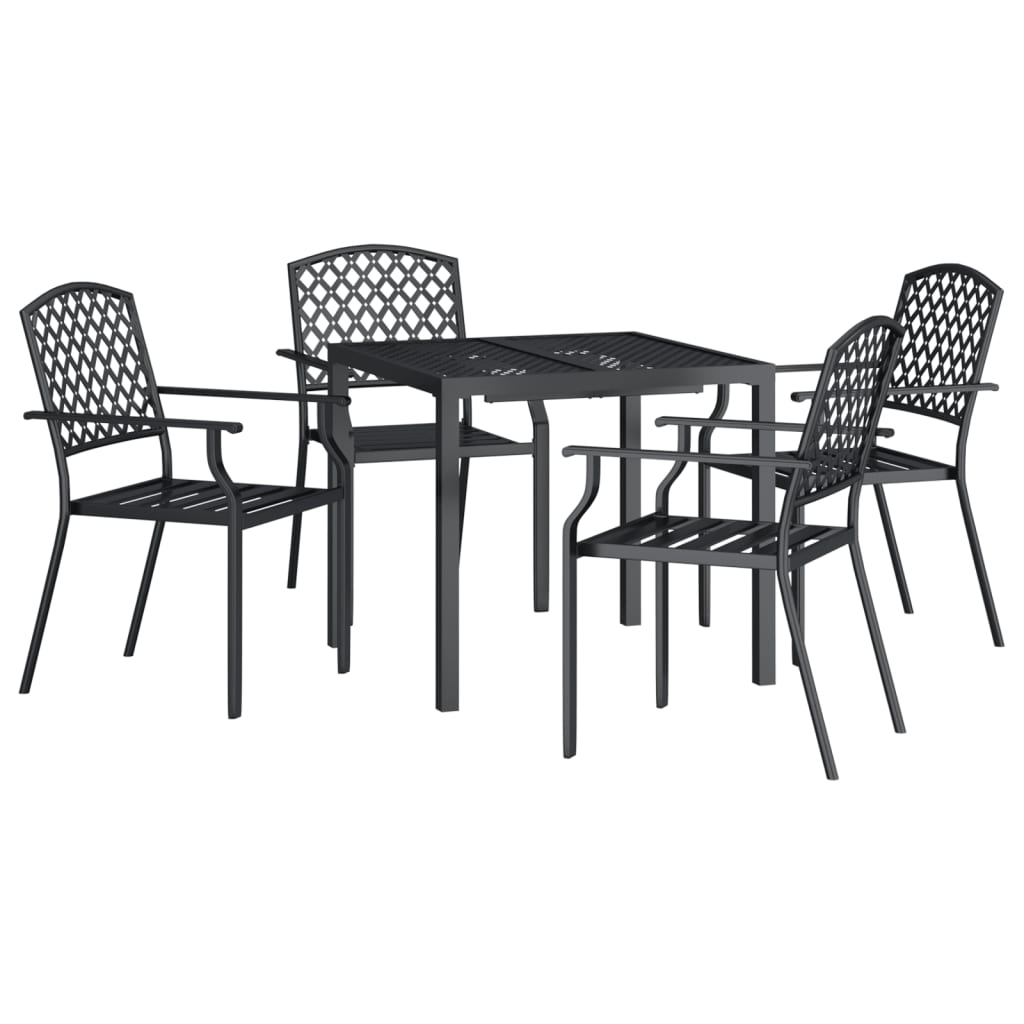 5 Piece Garden Dining Set Anthracite Steel