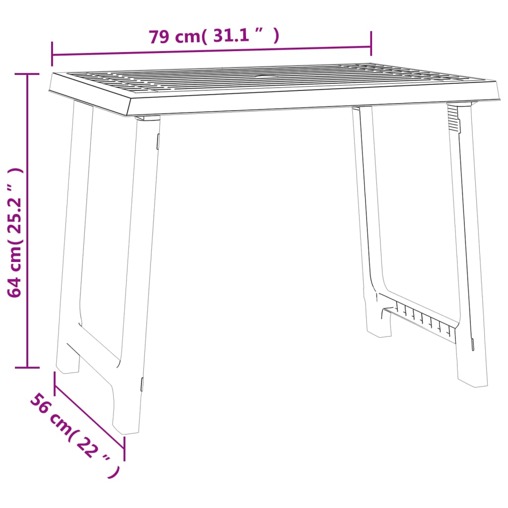 Camping Table Anthracite 79x56x64 cm PP Wooden Look