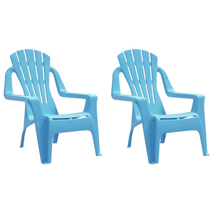 Garden Chairs 2 pcs for Children Blue 37x34x44 cm PP Wooden Look