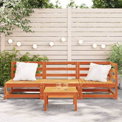 Garden Sofa 3-Seater Wax Brown Solid Wood Pine