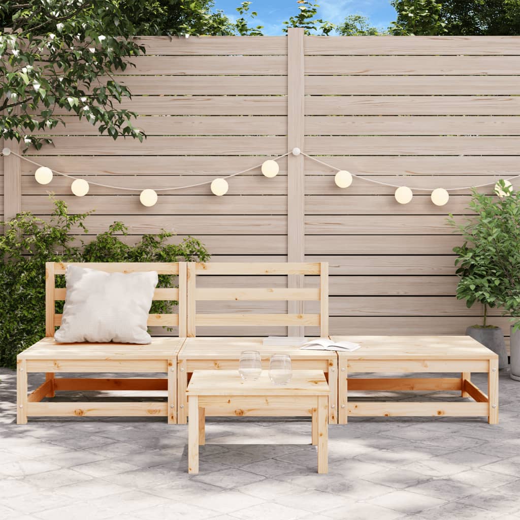 Garden Sofa Armless with Footstool Solid Wood Pine