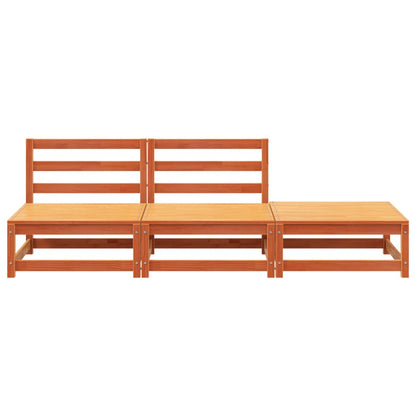 Garden Sofa Armless with Footstool Wax Brown Solid Wood Pine