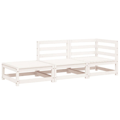 Garden Sofa with Footstool 2-Seater White Solid Wood Pine