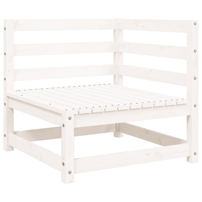 Garden Sofa with Footstool 2-Seater White Solid Wood Pine