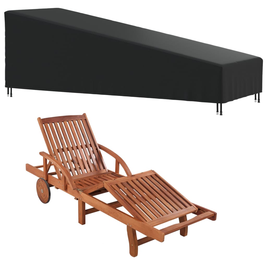 Sun Lounger Cover Black 203x81x25/63 cm 420D Oxford