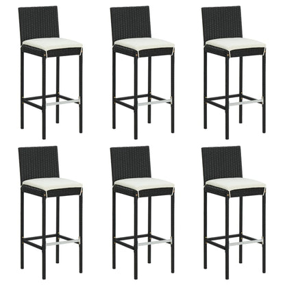 7 Piece Garden Bar Set with Cushions Black Poly Rattan