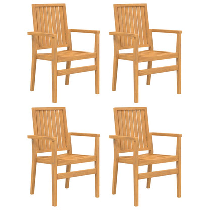 Stackable Garden Chairs 4 pcs 56.5x57.5x91 cm Solid Wood Teak