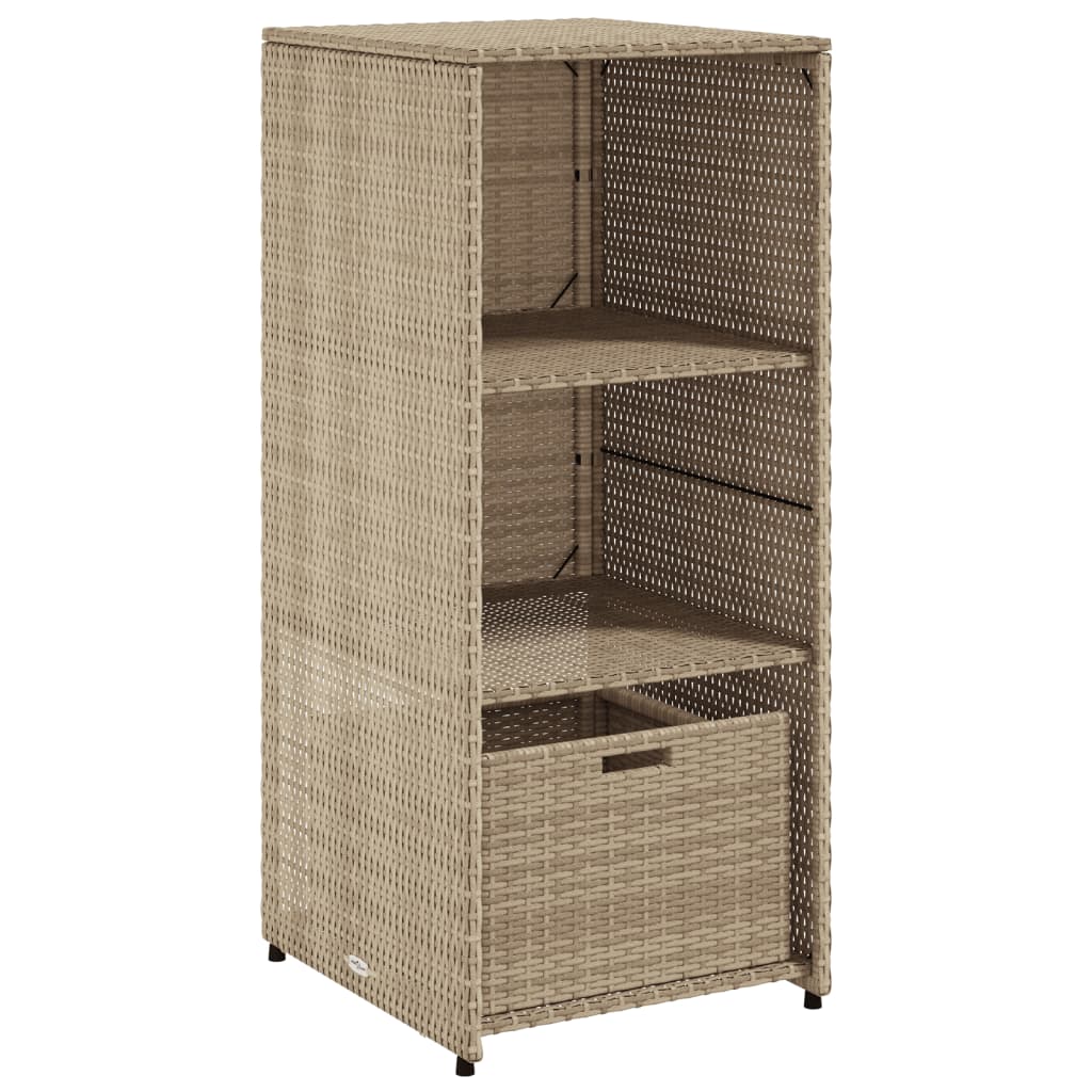 Garden Storage Cabinet Beige 50x55x115 cm Poly Rattan