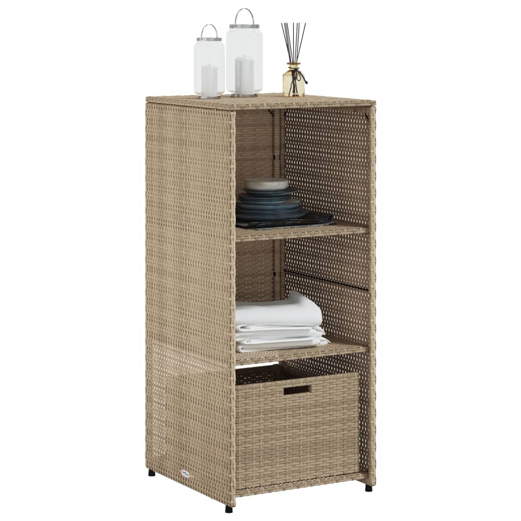 Garden Storage Cabinet Beige 50x55x115 cm Poly Rattan