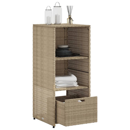 Garden Storage Cabinet Beige 50x55x115 cm Poly Rattan