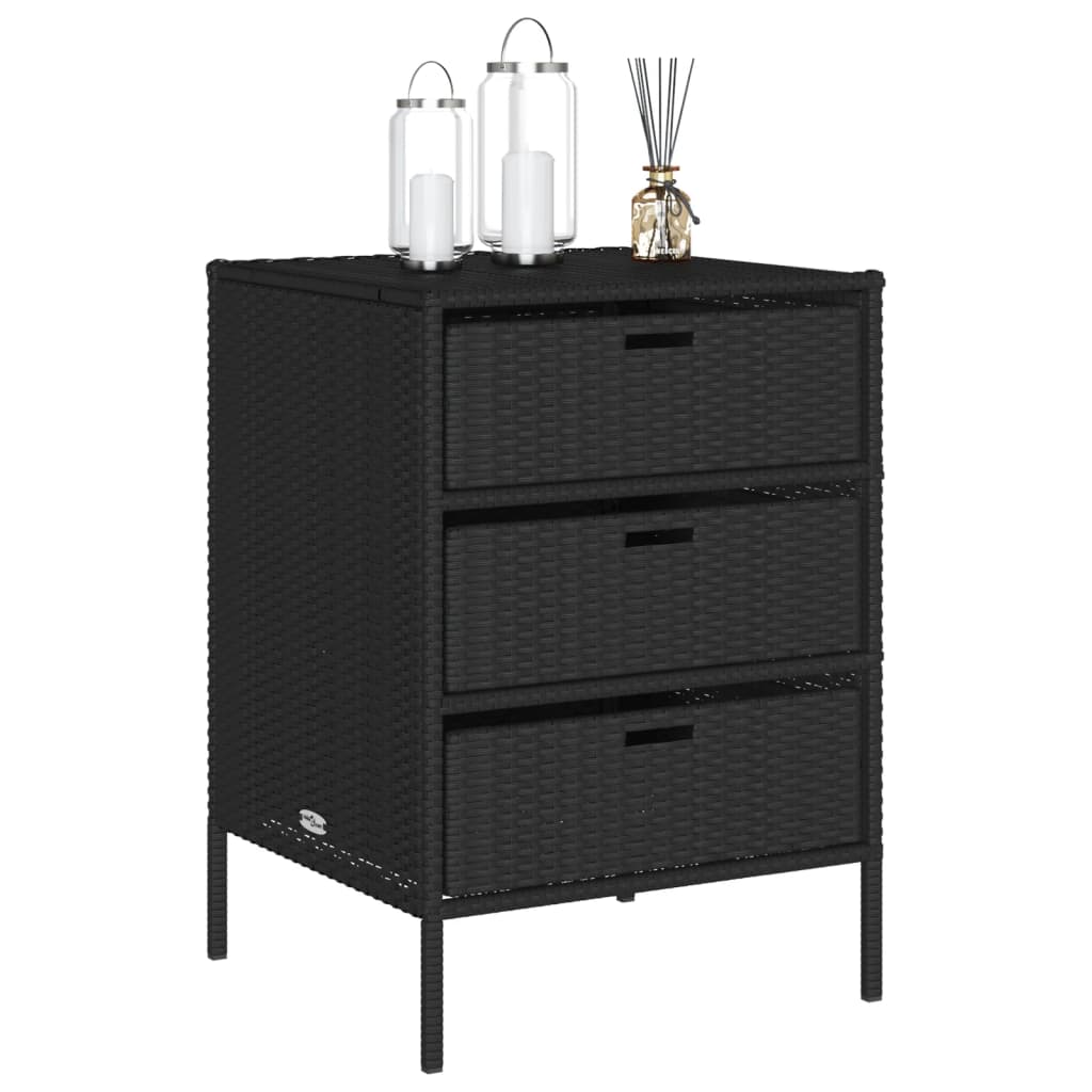 Garden Storage Cabinet Black 55x59x80 cm Poly Rattan