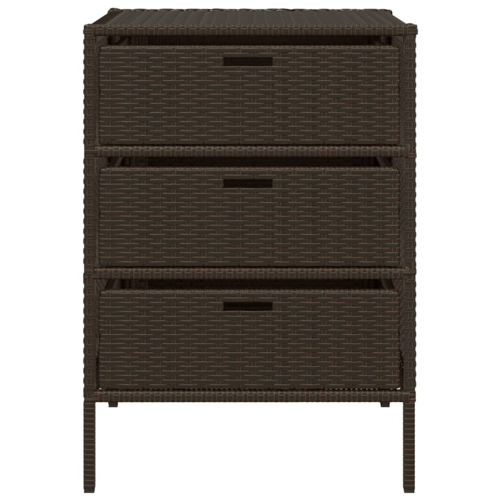 Garden Storage Cabinet Brown 55x59x80 cm Poly Rattan