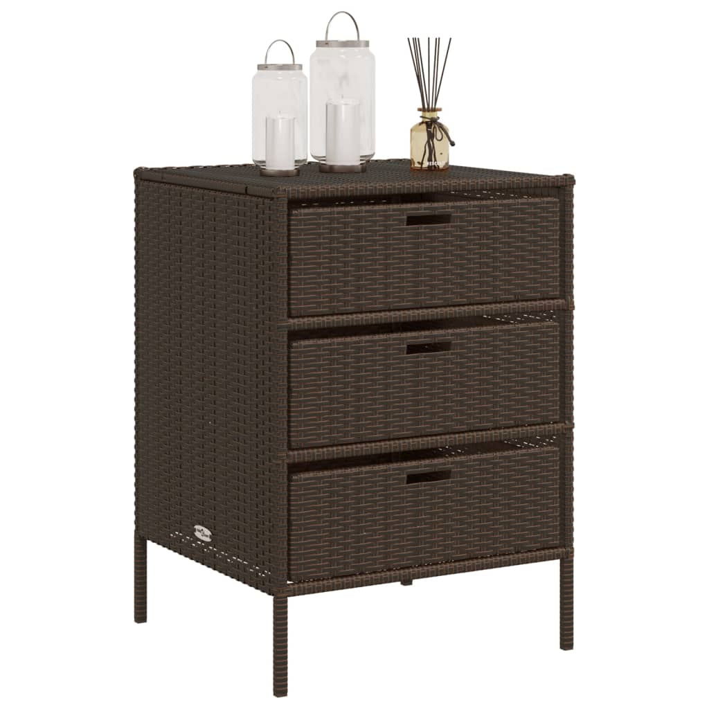 Garden Storage Cabinet Brown 55x59x80 cm Poly Rattan