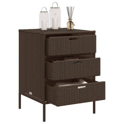 Garden Storage Cabinet Brown 55x59x80 cm Poly Rattan