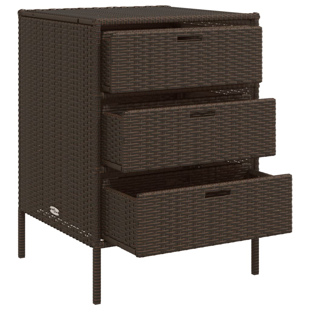 Garden Storage Cabinet Brown 55x59x80 cm Poly Rattan